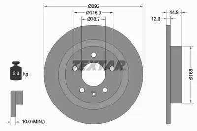 Obrázek produktu pro 2x TEXTAR 92205703 Brzdový kotouč zadní nápravy