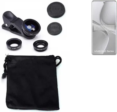 Produktbild von K-S-Trade Smartphone Kamera Linsen Set Kompatibel mit Vivo V40 Pro 5G 3in1 Clip-On Kamera Adapter Macro Weitwinkel FishEye Fischauge Objektiv Linse