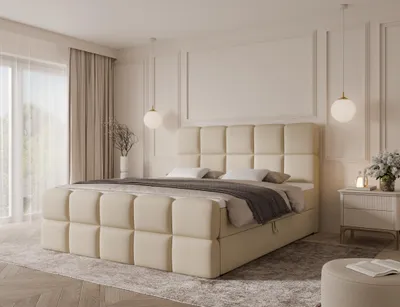 Produktbild von Emlar Boxspringbett Moya MAX 160x200 - Komplett-Set mit Matratze und Topper - Polsterbett mit Bettkästen - Boxspringbett Beige (Magic Velvet 2250)