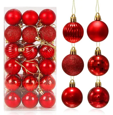 Productafbeelding van Kerstballen, rood, 36 stuks, kunststof, 4 cm, kerstboomversiering set