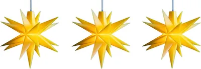 Produktbild von 3D LED Sternenkette Lichterkette mit 3 gelben Sternen Ø 8 cm mit Batteriefach Weihnachtsstern Adventsstern Ministern Innen Kunststoff Stern klein Leuchtstern Deko für innen Indoor