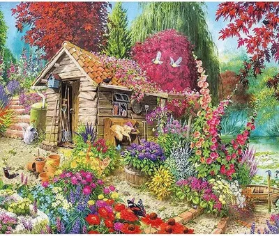 Imagen del producto de Norimpex. Pintura con diamantes. Cabaña en el jardín. 30x40 cm