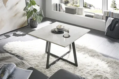 Produktbild von Couchtisch >MIRAMAR< in weiß aus Marmor weiß - 65x65x44cm (LxBxH)