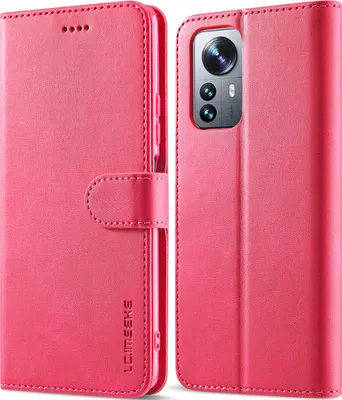 Produktbild von Xiaomi 12 / 12X Hülle, Klapphüllen Brieftasche Leder Magnetverschluss Ständer Schutzhülle für Xiaomi 12 / Xiaomi 12X Rosa