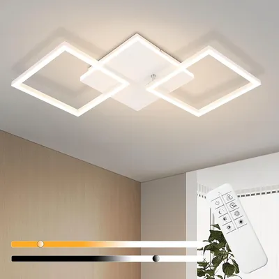 Image de ZMH Plafonnier LED Chambre à coucher 32W Lampe de cuisine Dimmable Lampe de salon avec télécommande Design moderne Lampe de couloir Blanc Lampe de chambre à coucher Carré Lampes de plafond pour bureau Chambre d'enfants