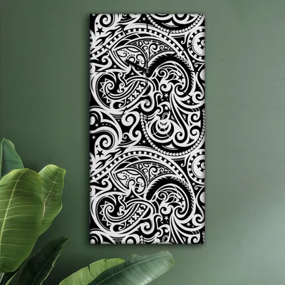 Produktbild von Wohnzimmer Leinwand Uhr Geräuschlos Küche 30x60 Ornamente, Abstrakt, Textur, schwarze Zeiger