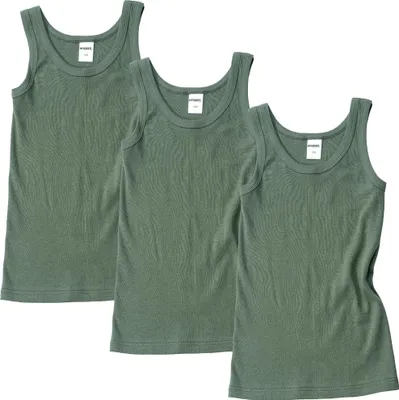 Produktbild von HERMKO 2800 3er Pack Jungen Achselhemden aus 100% Baumwolle, Größe:176, Farbe:olive