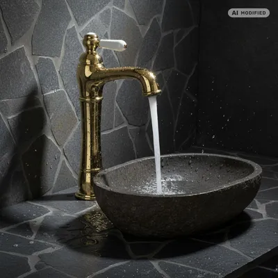 Produktbild von PaulGurkes Nostalgie Armatur Gold Lang für Aufsatzwaschbecken Waschschalenarmatur