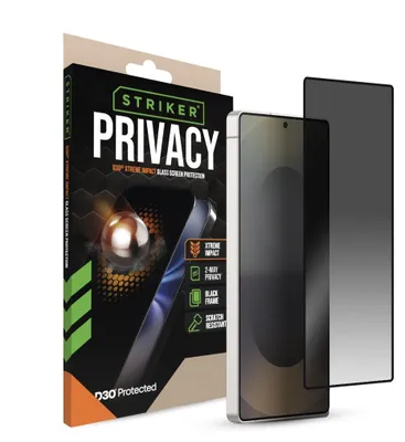 Image de Striker Xtreme Impact Privacy Verre de protection trempé pour Samsung Galaxy S25 Ultra - Compatible avec les coques - Noir