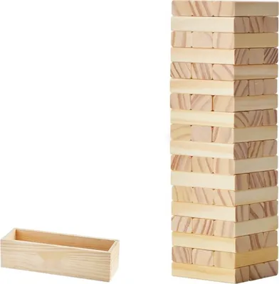 Zdjęcie produktu dla Drewniana chybotliwa wieża - układanie 54 klocków - wysokość 27 cm - gra wieżowa dla dorosłych i dzieci