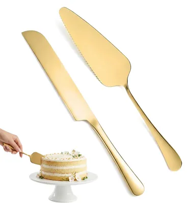 Tortenheber-Set 2-teilig, Edelstahl, gold, 23,5 cm