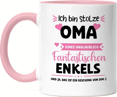 Produktbild von Ich bin stolze Oma Tasse Rosa Geschenk Muttertag Oma Enkel Geburtstag