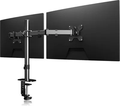 Produktbild von Unyqoos® Dual-Monitorarm für 2 Monitore, höhenverstellbar, 13–27 Zoll, VESA 75/100 mm, max. 10 kg, C-Klemme & Durchtischmontage