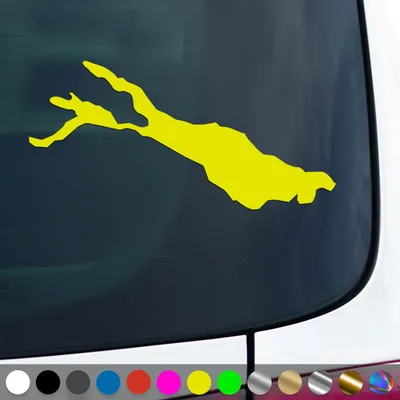 Produktbild von PantherPixel Bodensee Aufkleber Umriss Campen Mainau Lindau Sticker Auto Geschenkidee Farbe Neon-Gelb