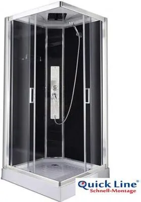 Produktbild von Sanotechnik Komplettduschkabine TREND 2 Glaspaneel schwarz 215cm x 90 cm