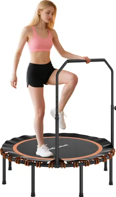 Produktbild von SPORTNOW Fitness Trampolin klappbar Ø122cm Mini Trampoline mit 5 Handgriffstufen