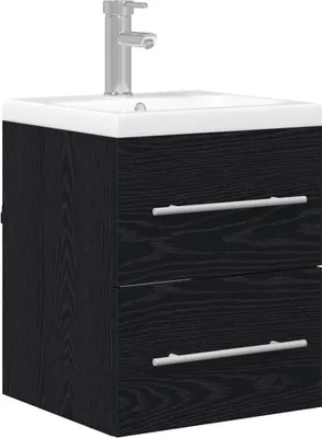 Image de vidaXL Armoire pour lavabo noir aspect chêne 41 x 38,5 x 48 cm