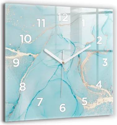 Produktbild von Wallfluent Große Wanduhr – Stilles Quarzuhrwerk - Uhr Dekoration Wohnzimmer Schlafzimmer Küche - Zifferblatt - weiße Zeiger - 60 cm - Dekorativer Marmor