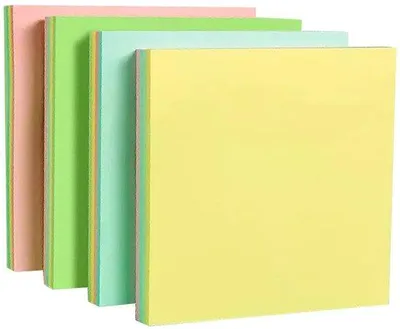 Productafbeelding van Dailygoods- Notitieblaadjes 7,6 x 7,6 cm - 400 Vellen - 4 Kleuren - Zelfklevend - Recyclebaar - Sterk Plakkerig - Plaknotities