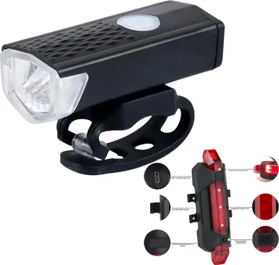 Obrázek produktu pro sada 2 světel LED, výkonné světlo na přední kolo 600 lm + zadní světlo 200 lm