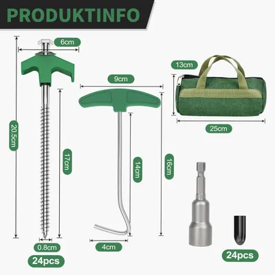 Produktbild von Zeltnägel 20 cm, 10 Stück, Schraubdesign, für Camping