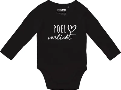 Produktbild von Huuraa Baby Body Poel verliebt 62 Black  Baumwolle Fairtrade Langarmbody Geschenkidee