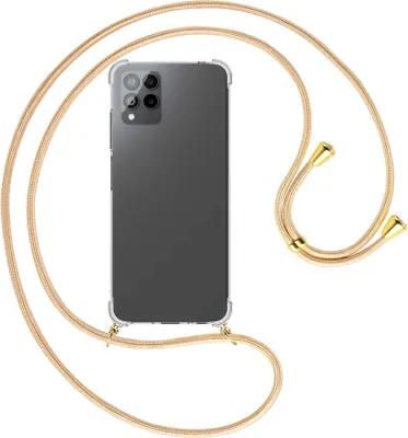 Produktbild von Handykette Backcover-Schutzhülle mit Band (Metall goldfarben) für Telekom T Phone Pro, T-Mobile Revvl 6 PRO 5G - Goldkordel