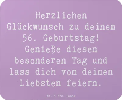 Produktbild von Mr. & Mrs. Panda Mousepad Spruch 56. Geburtstag - Lavendeltraum - Geschenk, mausteppich, weiteres Jahr, pc mauspad, Happy Birthday, Feier, Geburtstagsfeier, Glückwünsche