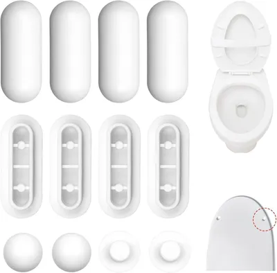 Obrázek produktu pro Sada tlumičů pro toaletní mísu a víko - Tlumiče nárazů pro toaletní mísu a víko - Snižuje hluk při používání - Vhodné pro domácnosti, kanceláře a hotely (bílá barva)