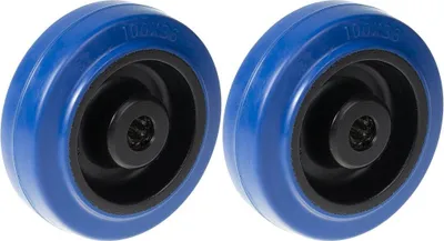 Produktbild von 125mm 5" Rad aus blauem Gummi mit Nylonkern, 400kg belastbar, 2er Set
