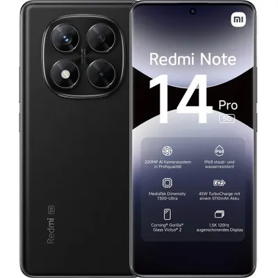 Produktbild von Xiaomi Redmi Note 14 Pro 5G Smartphone 8/256GB Schwarz