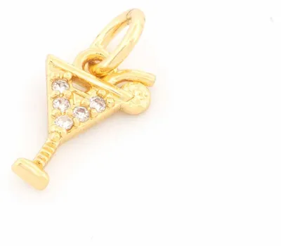 Produktbild von Vintageparts Cocktailglas Anhänger Messing 18K Gold