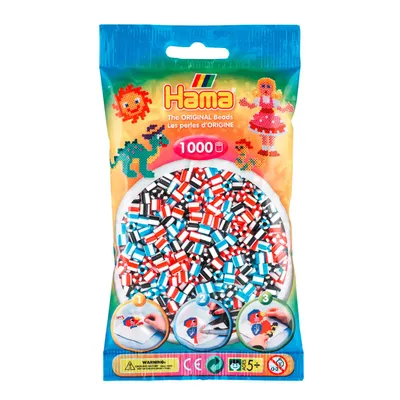 Produktbild von Hama 1000 Perlen gestreift 3-fach rot/blau/schwarz