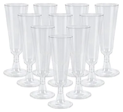 50er-Set Plastik-Champagnerflöten, 160 ml, klar, stabil, wiederverwendbar