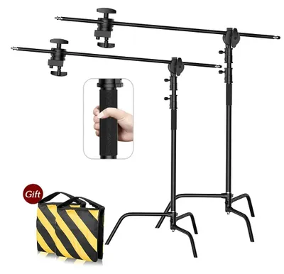 Obrázok produktu pre Držiak na fotografie, výškovo nastaviteľný, robustná konštrukcia, 2 kusy, čierna farba, dĺžka 2,6 m