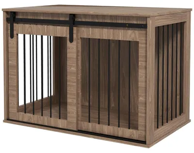 Produktbild von Hundebox für große Hunde mit Tür | Farbe: Weiß | Abmessungen: 58x98x61 cm