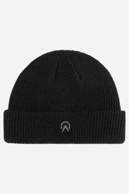 Produktbild von Schwarze Shallow Beanie für Damen und Herren aus 100 % mulesingfreier Wolle
