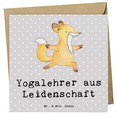 Produktbild von Mr. & Mrs. Panda Glückwunschkarte Yogalehrer Leidenschaft - Grau Pastell - Geschenk, Grußkarte, anlasskarte, Klappkarte, faltkarte, doppelkarte