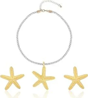 Produktbild von Gouden Zeester Kette und Ohrring-Set für Frauen - Basteln Kette und Zubehör