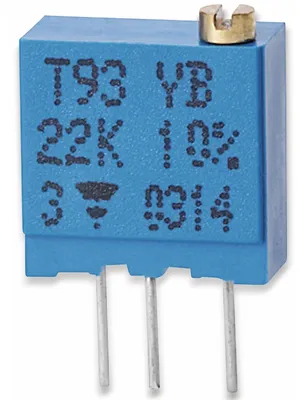 Zdjęcie produktu dla Trimmer cermetowy VISHAY T93YB, stojący, 0,5 W, 220 Ω