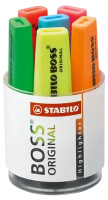 Produktbild von Textmarker - STABILO BOSS ORIGINAL - 6er Rundbox - gelb, grün, orange, rot, pink, blau