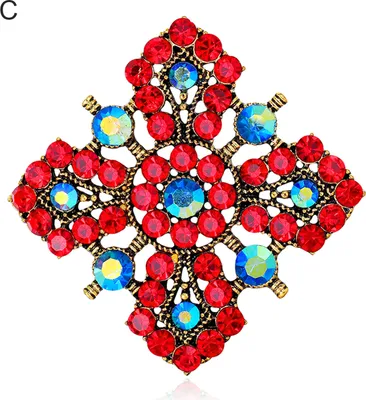 Produktbild von Brosche Abzeichen Vintage Dress-up Anmutige florale Strass-Brosche mit künstlichen Perlen für Feierlichkeiten-C
