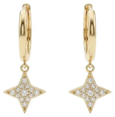 Produktbild von 375 Echtgold Creolen mit Stern Anhänger Damen