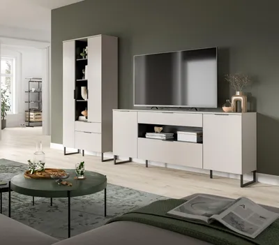 Produktbild von Wohnwand >Noida< in kaschmir - 240x192x41cm (BxHxT)
