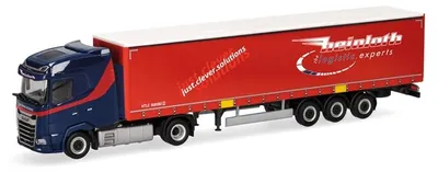 Produktbild von Herpa 319881 - 1/87 DAF XG Gardinenplanen-Sattelzug "Heinloth" - Neu