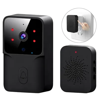 Produktbild von Kabellose Videotürklingel mit Kamera, WLAN Verbindung, Nachtsicht und 2-Wege-Audio, 1:1 Sichtfeld