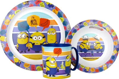 Produktbild von 3 teiliges Kinder-Geschirrset Frühstücks-Set Essteller Müslischale Trinkbecher Kunststoff BPA-frei (Mini)