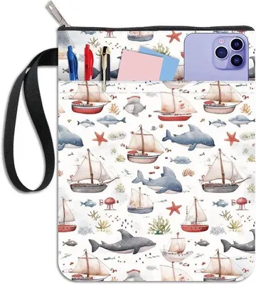 Image de Housse de protection pour livre en tissu lavable avec fermeture à glissière