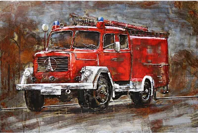 Produktbild von 3D-Metallbild - Motiv: Feuerwehr - 80 x 120cm
