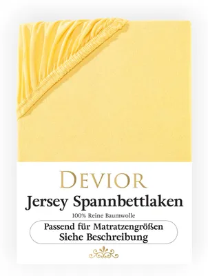 Produktbild von Devior Jersey Spannbettlaken 90x200cm - 100x200cm gelb Bettlaken 100% Baumwolle bis 22cm Matratzenhöhe Gummizug